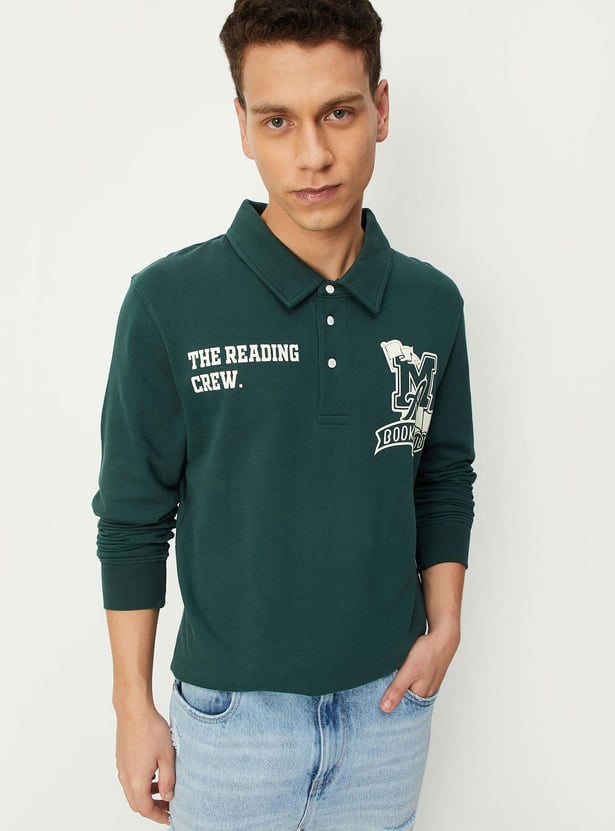 Men Printed Polo Sweatshirt