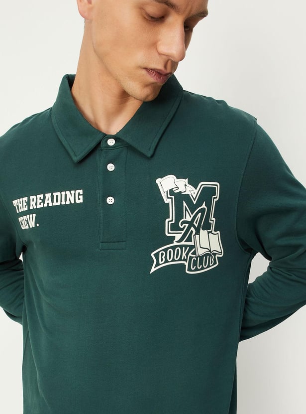 Men Printed Polo Sweatshirt