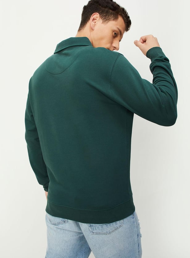 Men Printed Polo Sweatshirt