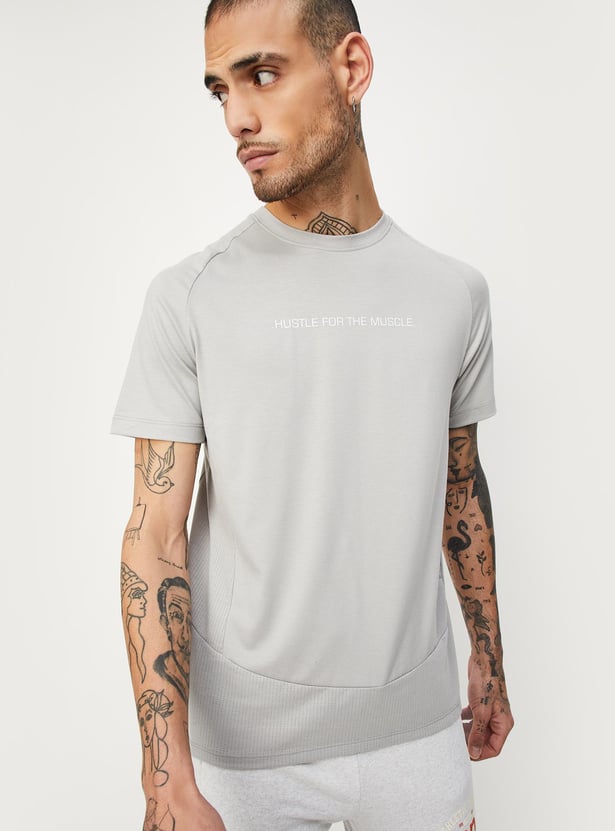 Men Typographic Printed Active T-shirt