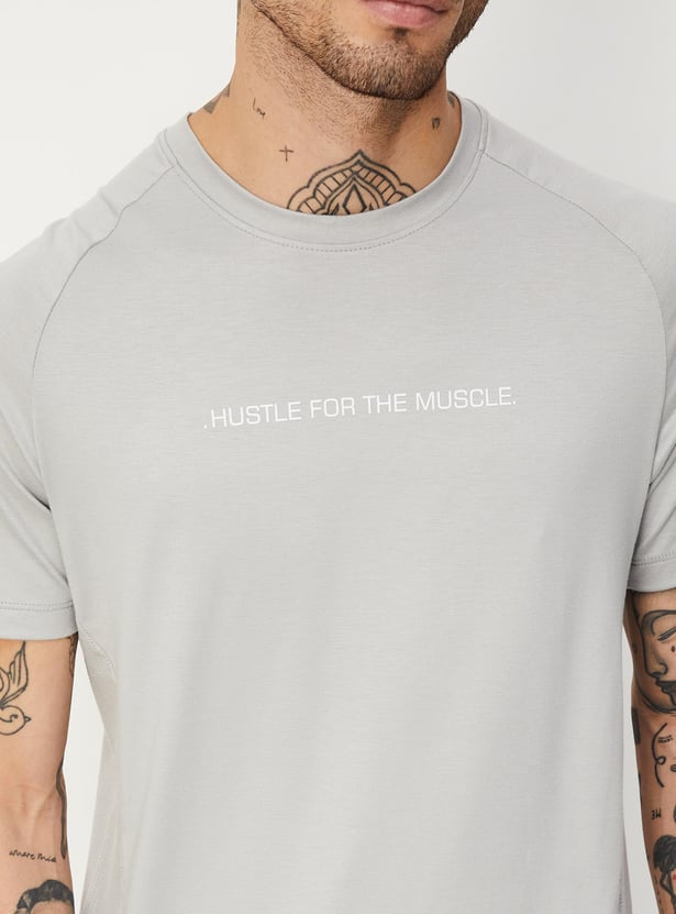 Men Typographic Printed Active T-shirt