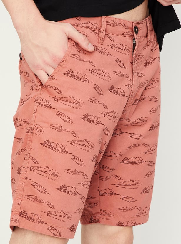 Men Printed Slim Fit Shorts