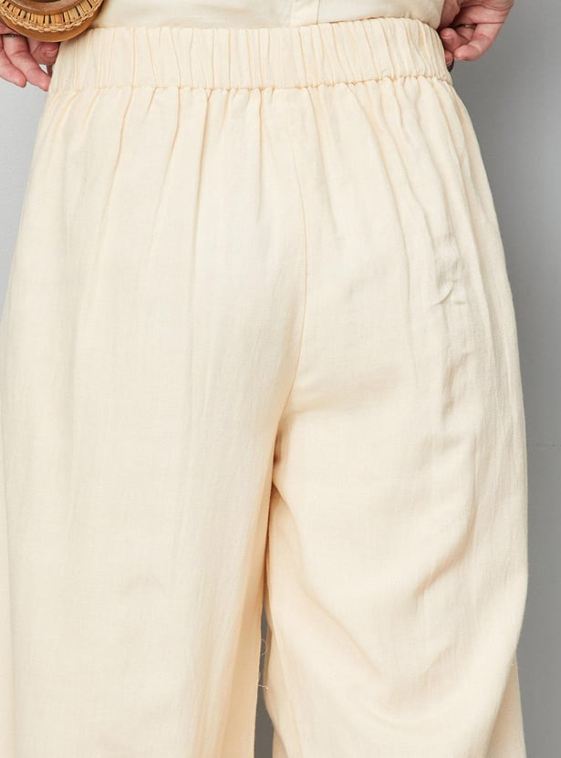 Women Solid Button-Down Trousers