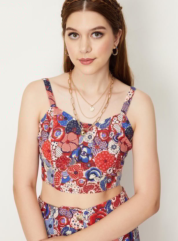 Women Printed Strappy Cami Top
