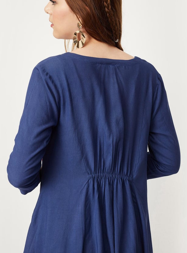 Women Embroidered Asymmetric Koti Jacket