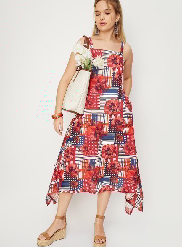 Women Printed Asymmetric Dress