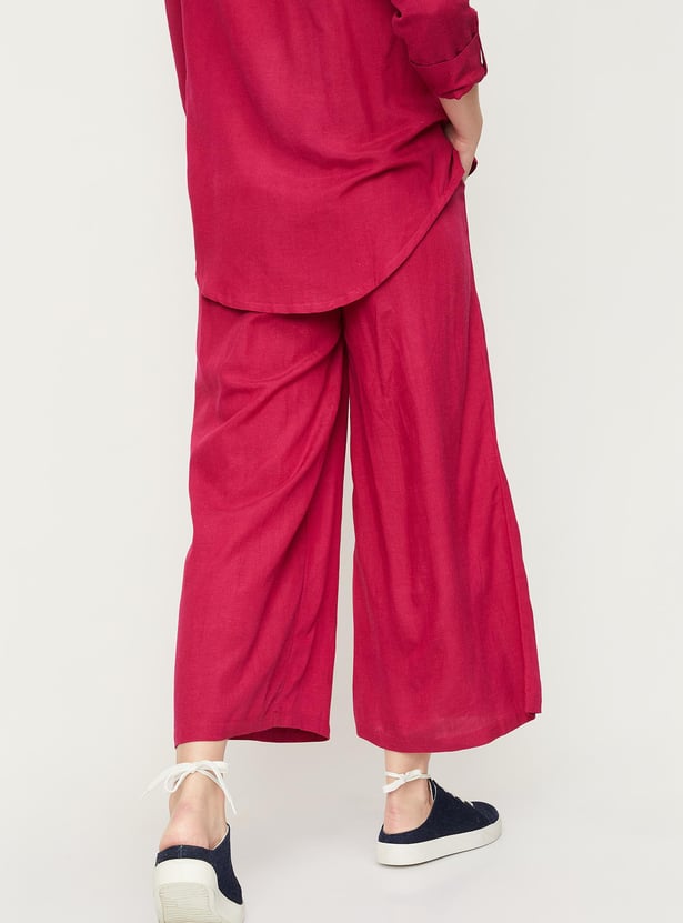 Women Pleated Button-Down Trousers