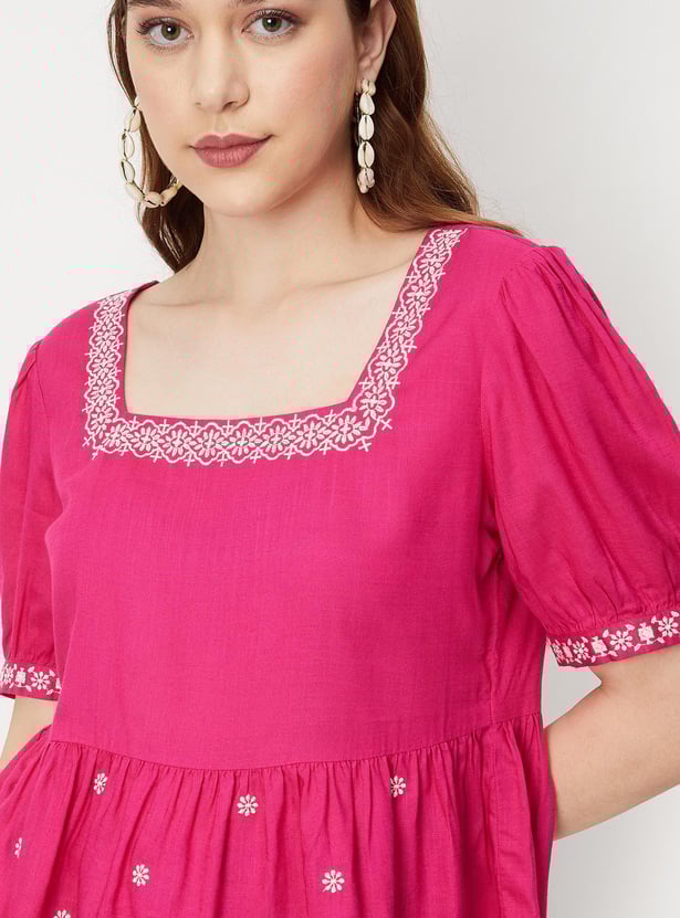 Women Embroidered Peplum Top