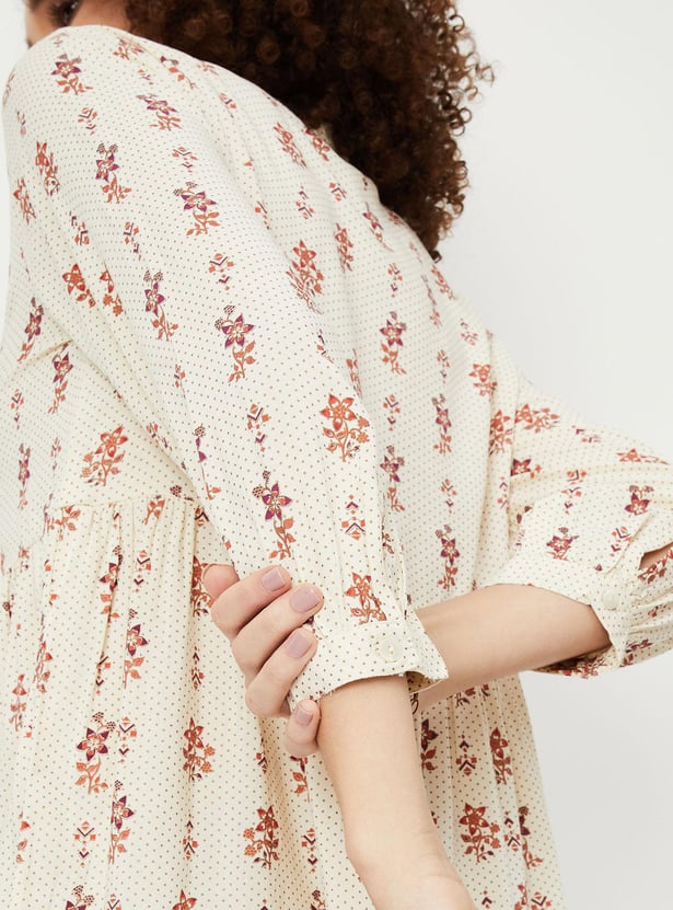 Women Printed Tie-Up Neck Tunic