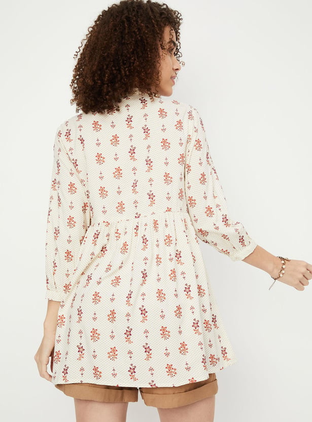 Women Printed Tie-Up Neck Tunic