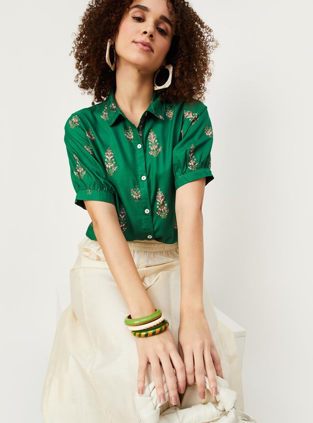 Women Printed Button-Down Top