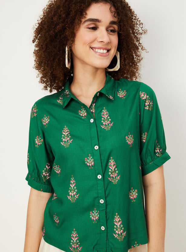 Women Printed Button-Down Top