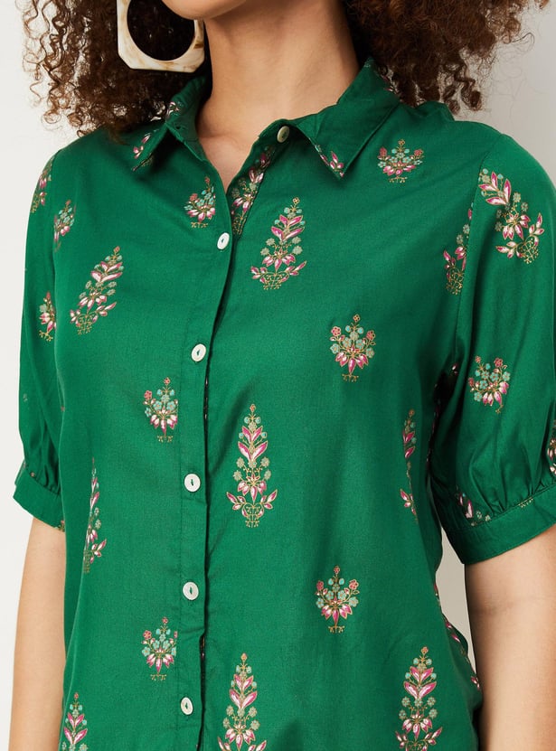 Women Printed Button-Down Top