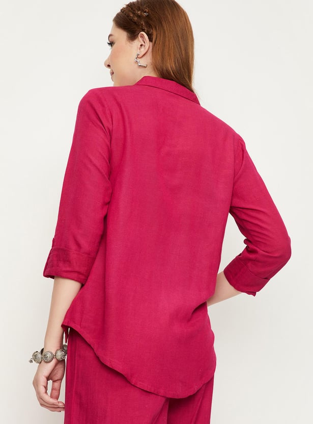 Women Solid High-Low Hem Top