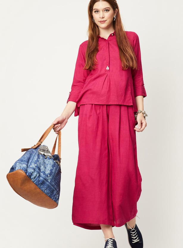 Women Solid High-Low Hem Top