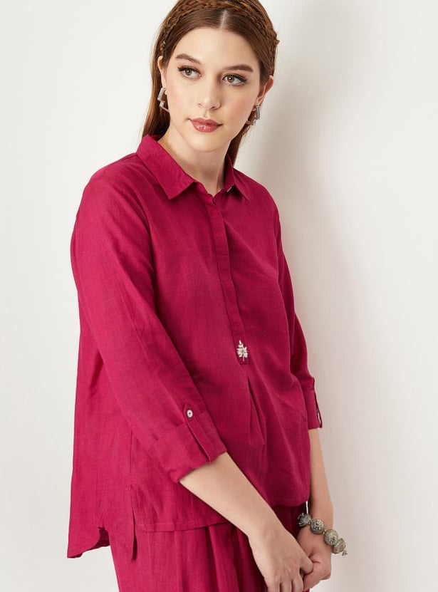 Women Solid High-Low Hem Top