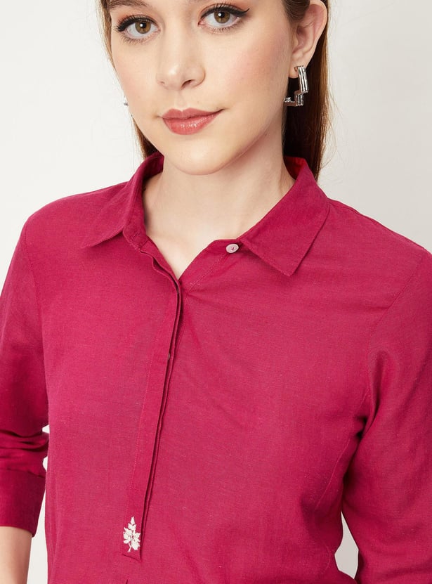 Women Solid High-Low Hem Top