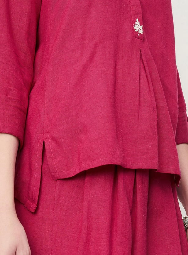 Women Solid High-Low Hem Top