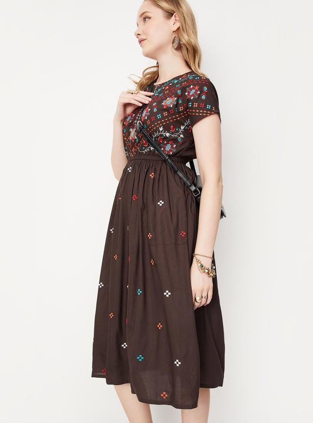 Women Embroidered Midi Dress