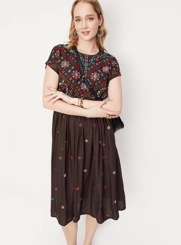 Women Embroidered Midi Dress