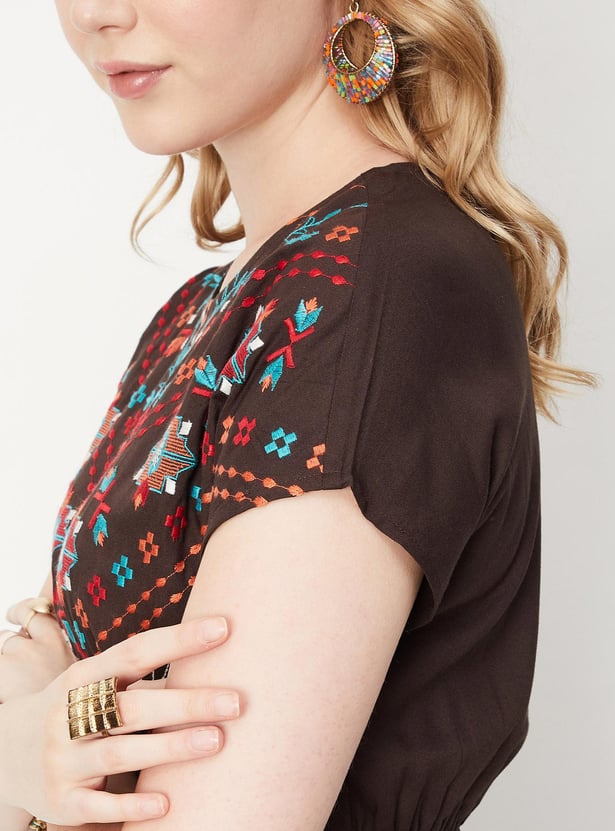 Women Embroidered Midi Dress