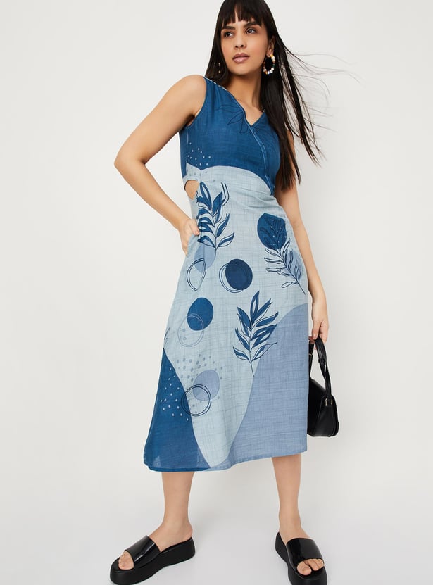 Women Printed Cut-Out A-line Dress