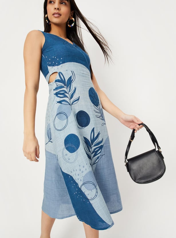 Women Printed Cut-Out A-line Dress