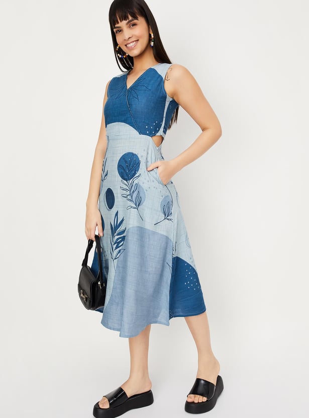 Women Printed Cut-Out A-line Dress