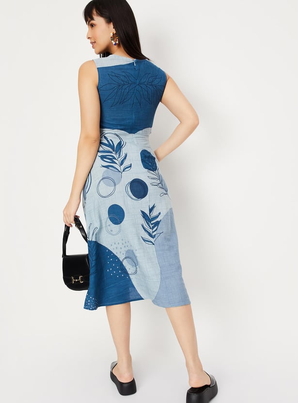 Women Printed Cut-Out A-line Dress