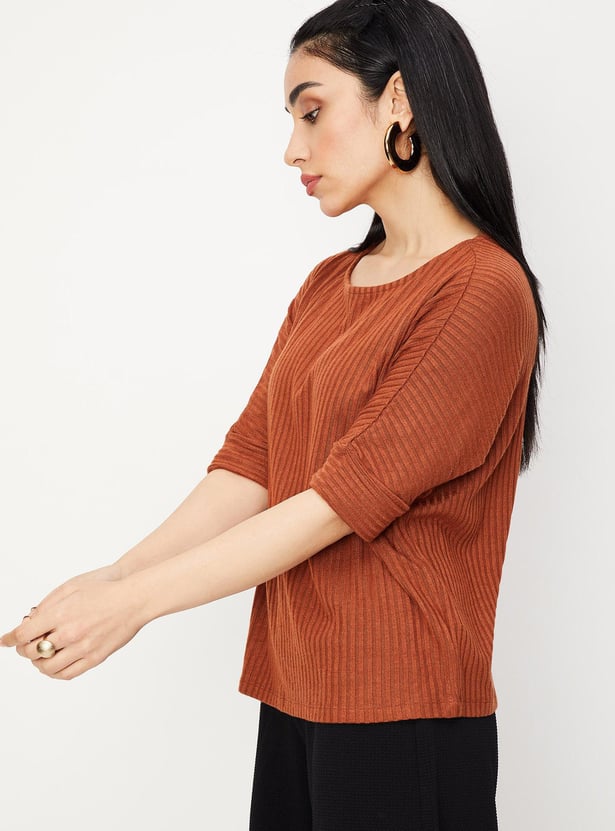 Women Striped Extended Sleeve Top