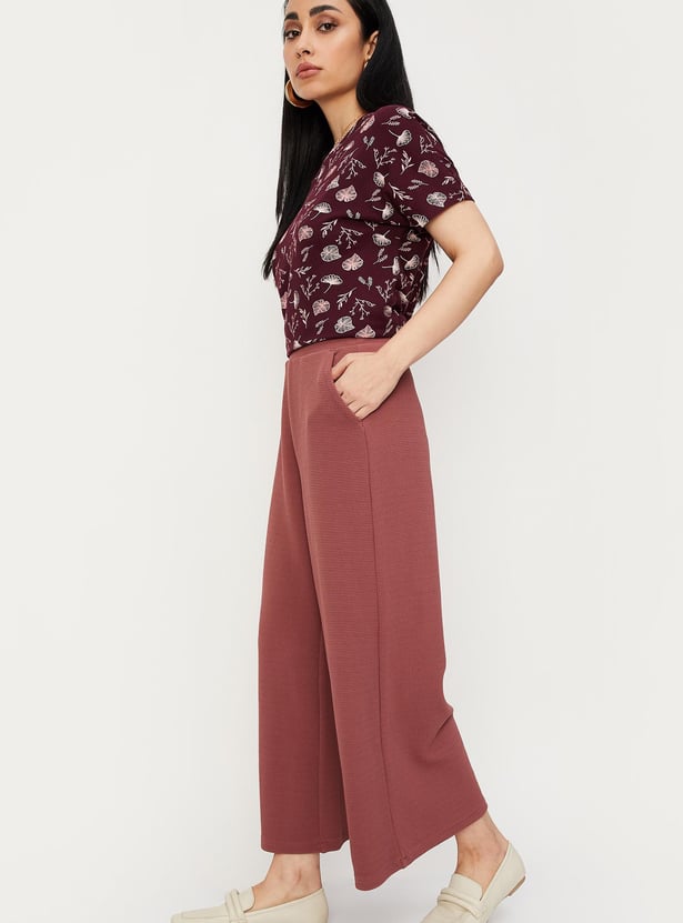 Women Jacquard Wide Leg Trousers