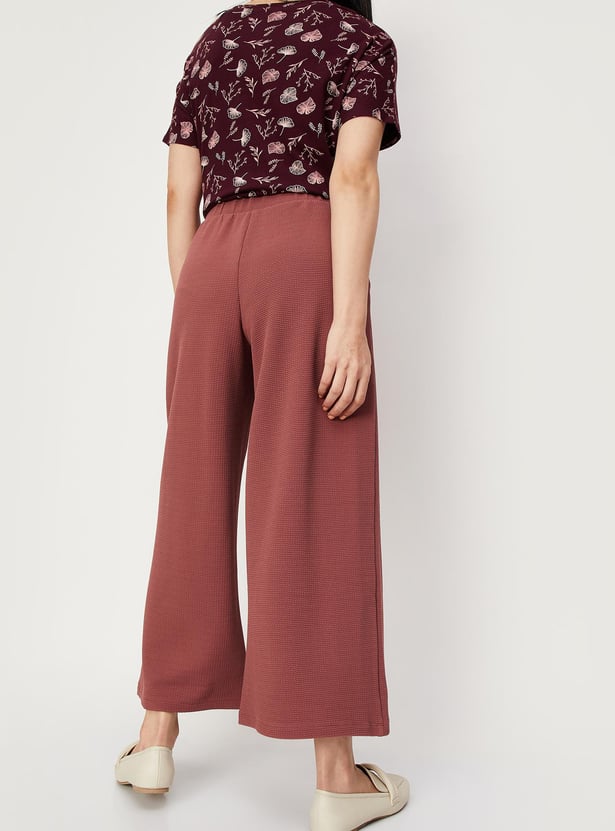Women Jacquard Wide Leg Trousers