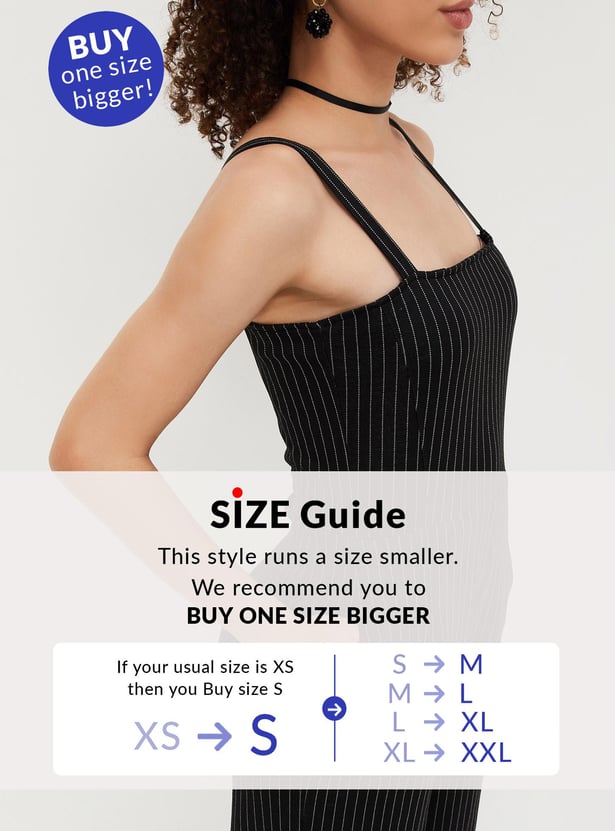 Women Striped Square Neck Jumpsuit