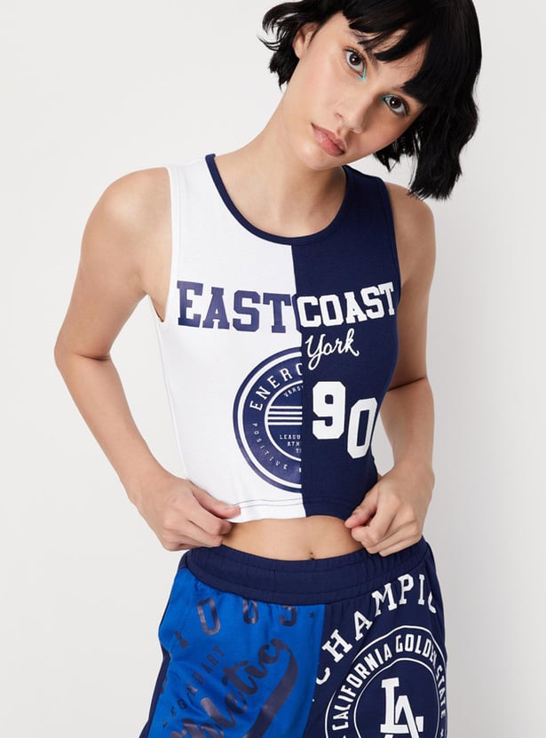 Women Colourblock Crop T-shirt