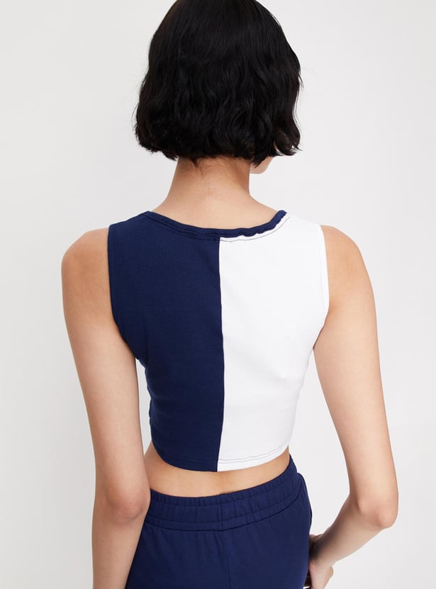Women Colourblock Crop T-shirt