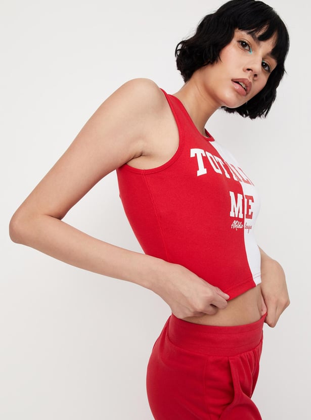 Women Colourblock Crop T-shirt
