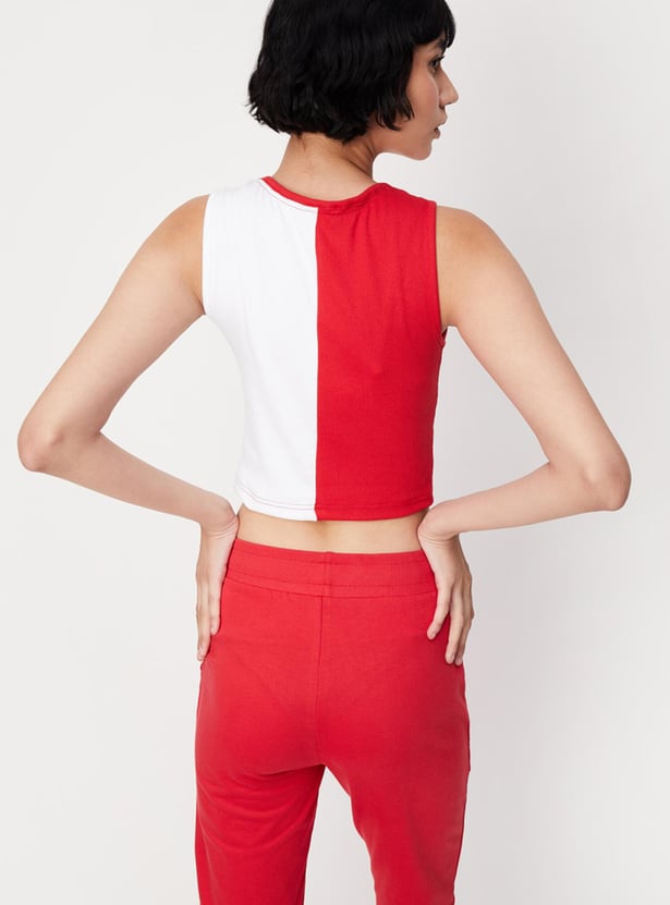 Women Colourblock Crop T-shirt