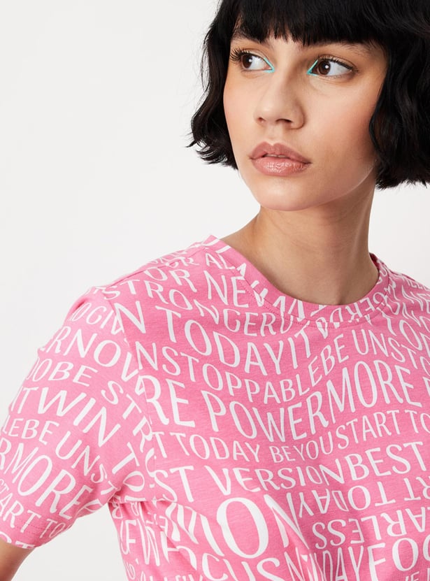 Women Printed Round Neck T-shirt