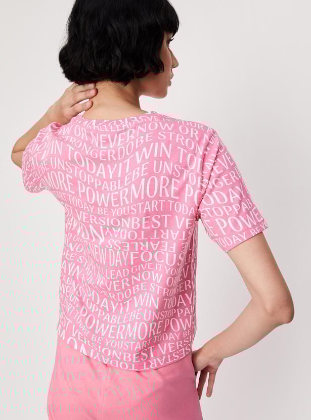 Women Printed Round Neck T-shirt