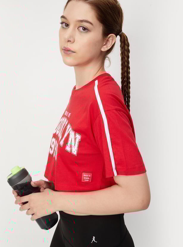 Women Typographic Printed Crop T-shirt