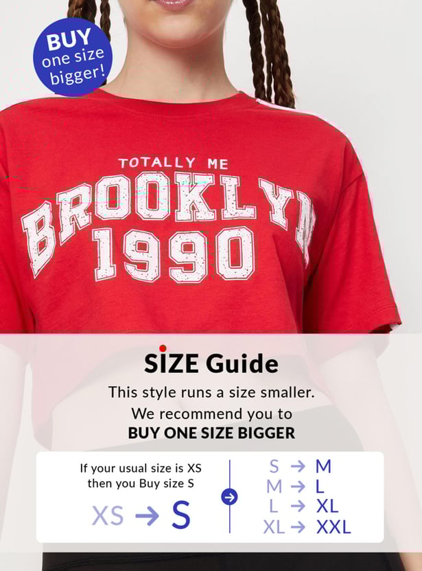 Women Typographic Printed Crop T-shirt