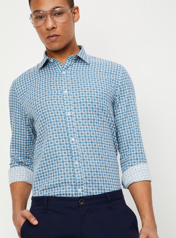 Men Printed Slim Fit Smart Casual Shirt