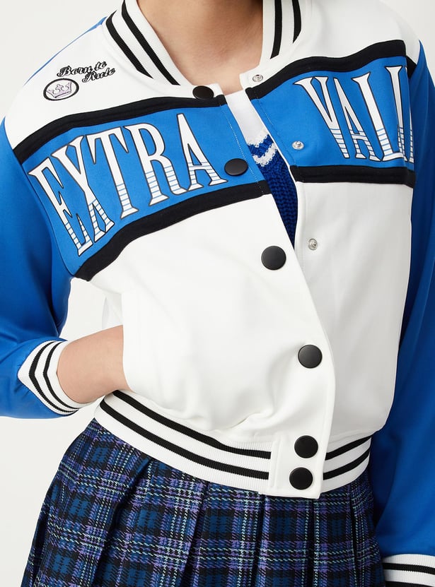 Women Colourblock Varsity Jacket