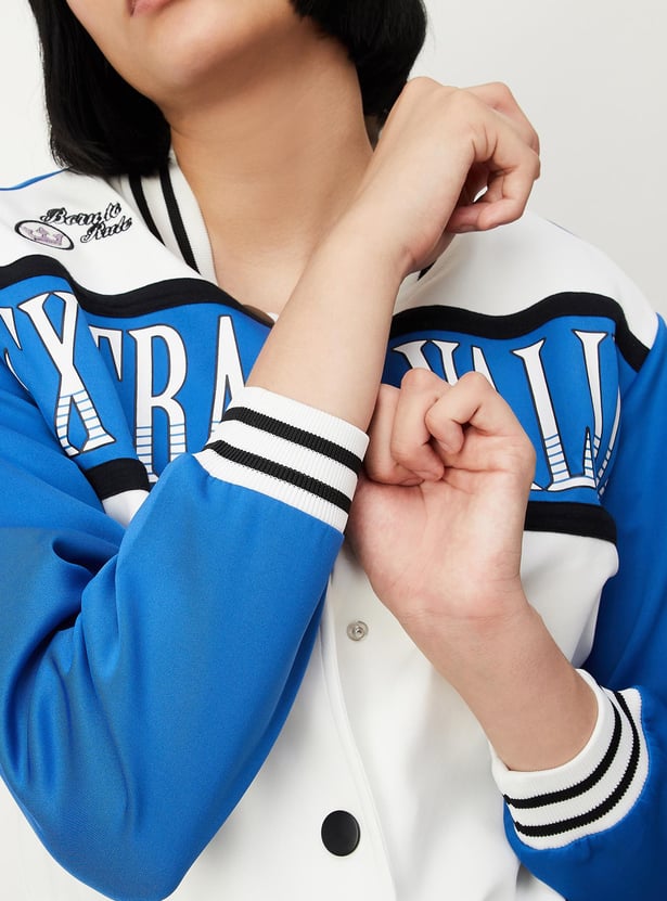 Women Colourblock Varsity Jacket