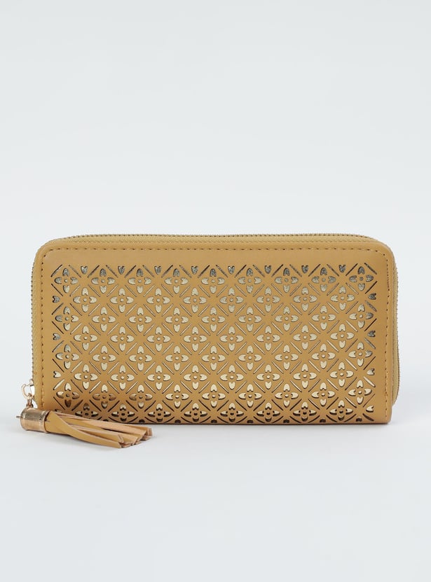Women Laser-Cut Zip-Around Wallet