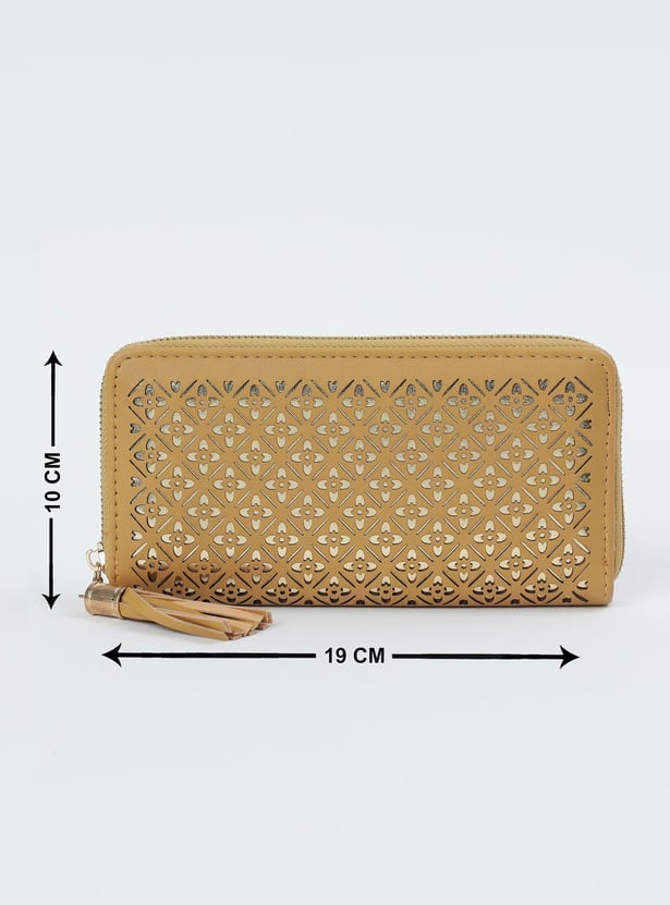 Women Laser-Cut Zip-Around Wallet
