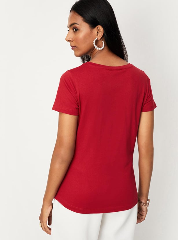 Women Crocheted Round Neck T-shirt