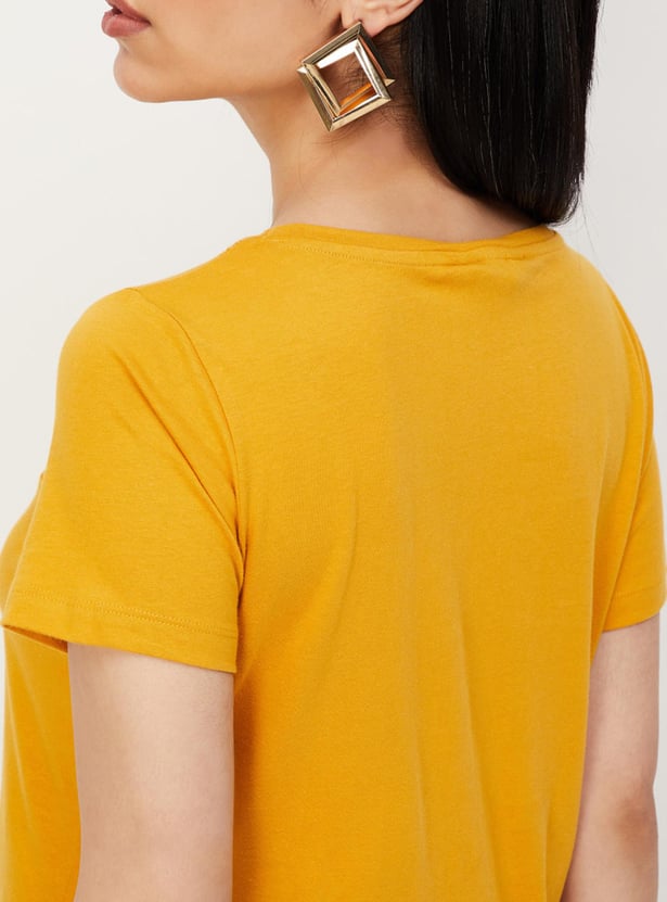 Women Crocheted Round Neck T-shirt