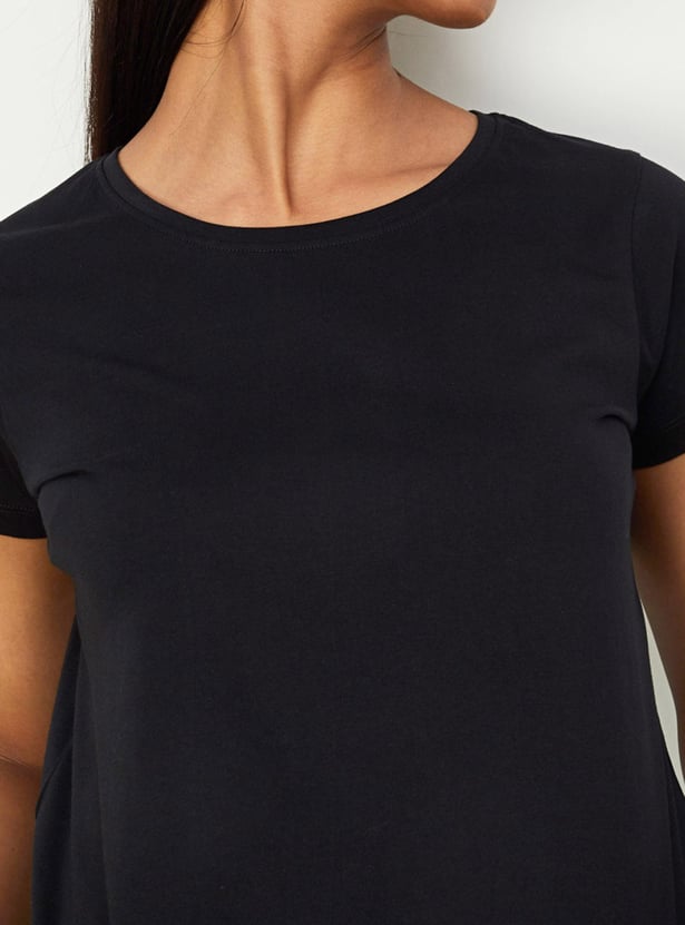 Women Solid Round Neck T-shirt