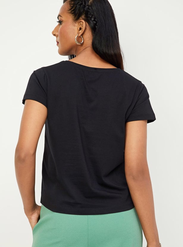 Women Solid Round Neck T-shirt